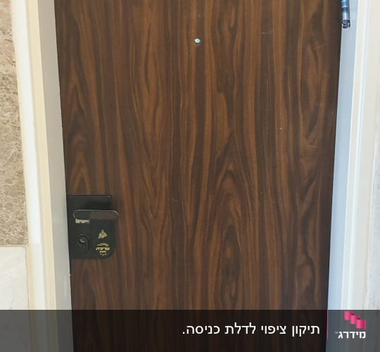 דלת עץ עם ציפוי דמוי עץ כהה